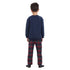 Boys Winter pajama set Dark Blue deer Hoodie + Dark Blue x Red Checkered Pants
